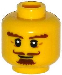 ☀️NEW Lego Minifigure Head Beard Brown Bushy Eyebrows Pensive Smile Teeth 