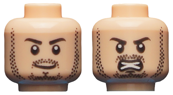 Lego New Light Flesh Minifigure Head Dual Sided Beard Old Elderly Man 