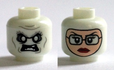 LEGO NEW WHITE MINIFIGURE HEAD WHITE VAMPIRE  FACE RED EYES FANGS HALLOWEEN 