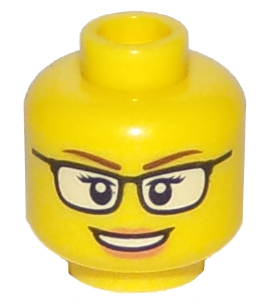 Yellow Female with Silver Glasses & Kind Smile Minifigure Head Loose 