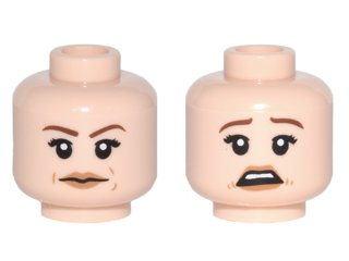 Lego New Reddish Brown Minifigure Head Dual Sided Female Thin Black Eyebrows 