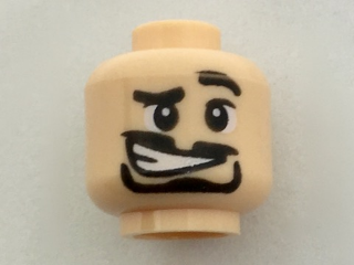 ☀️NEW Lego Minifigure Head Light Flesh Black Full Beard Thick Eyebrows White eye 