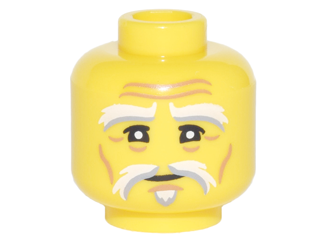 Minifigure, Head White and Gray Eyebrows and Goatee, Black 