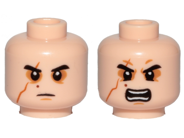 White Bandage ☀️NEW Lego Minifigure Head Reddish Brown Eyebrows Scar Kai 