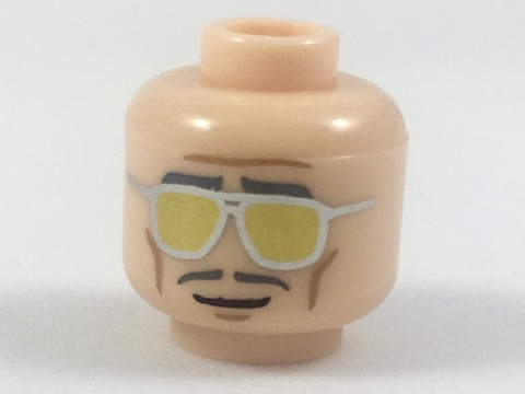 LEGO NEW DUAL SIDED MALE MINIFIGURE HEAD WITH MUSTACHE TOWN CITY PIECE 