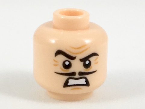 Lego New Yellow Minifigure Head Dark Tan Eyebrows Mustache Sideburns Beard 