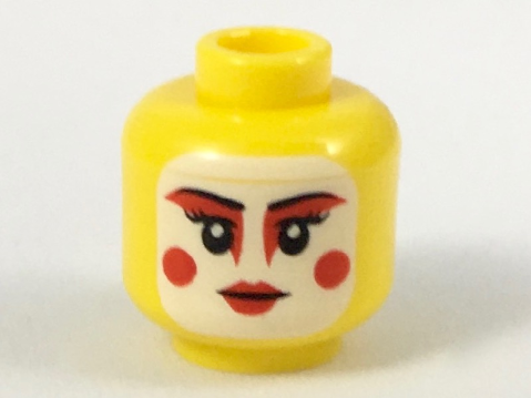 Minifigure, Head Female Painted Face, Red Eye Makeup, Cheek Circles, and Lips Pattern - Hollow Stud : Part 3626cpb2049 | BrickLink