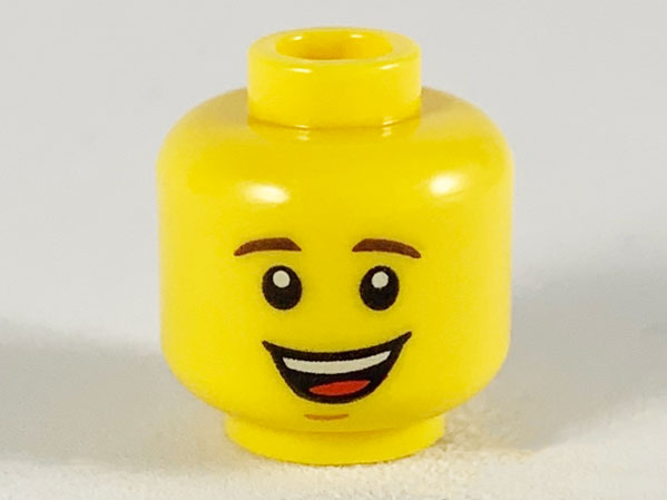 ☀️NEW Lego Minifigure Head Black Eyebrows Mouth Open Showing Upper Teeth 