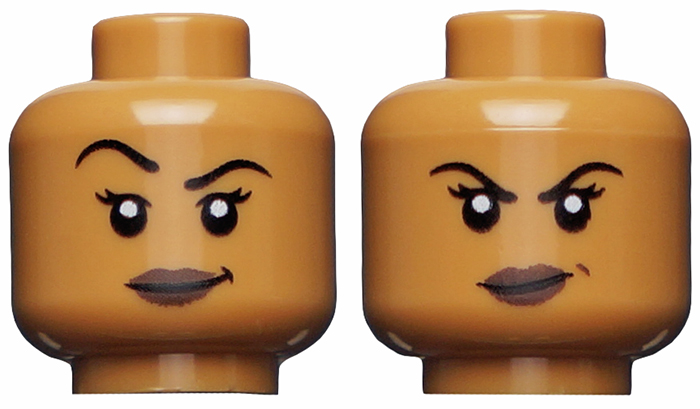 Lego New Minifig Head Dual Sided Black Eyebrows White Pupils Raised Eyebrow