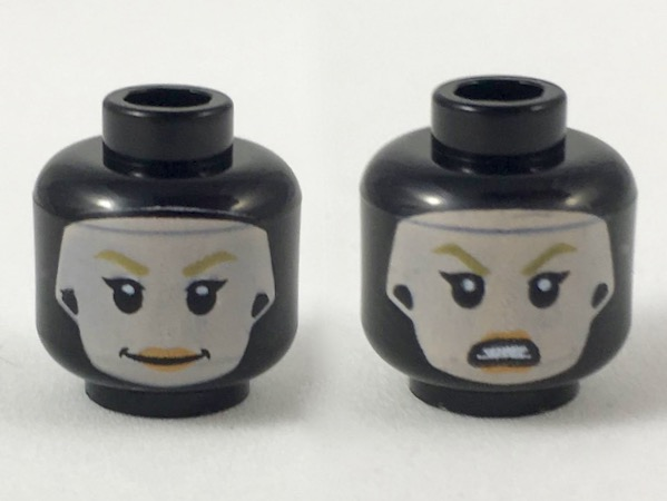 Lego New Black Minifig Head Balaclava Light Flesh Face Smile Missing Tooth D168