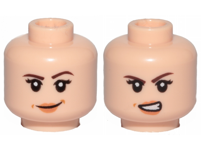 Lego New Flesh Minifigure Head Dual Sided Black Glasses Black Eyebrows Piece 