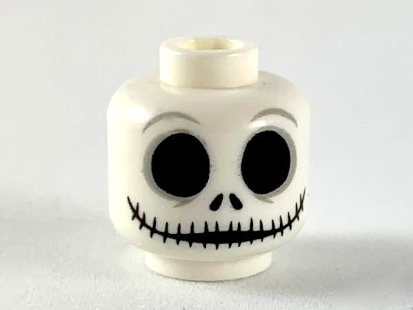 Lego New White Minifigure Head Skull Large Black Eyes Nostrils Mouth Skeleton 