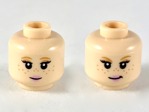 LEGO Minifigure Head LIGHT FLESH Female Dual Peach Lips Neutral Small Smile HR18 