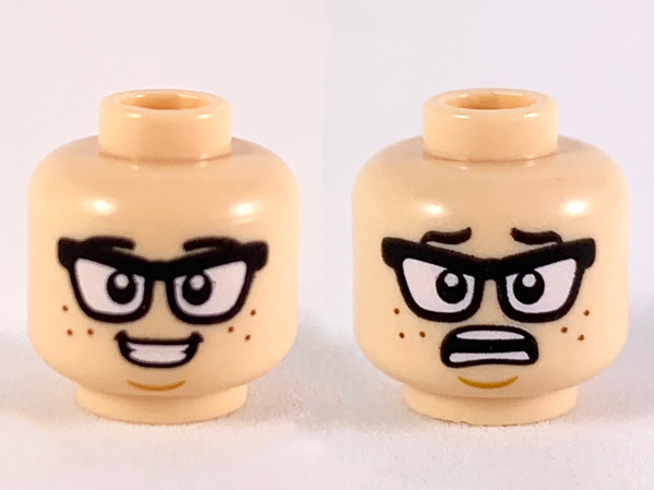 Lego 50 New Yellow Minifigure Head Dual Sided Female Brown Eyebrows Scared Smile 