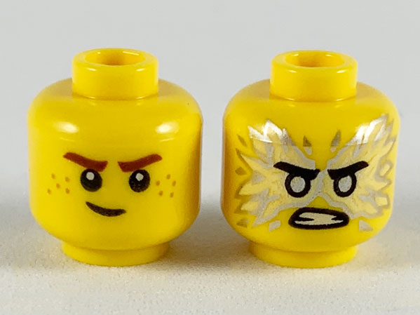 Lego New Yellow Minifigure Head Black Eyebrows Red Tongue Sticking Out Part 