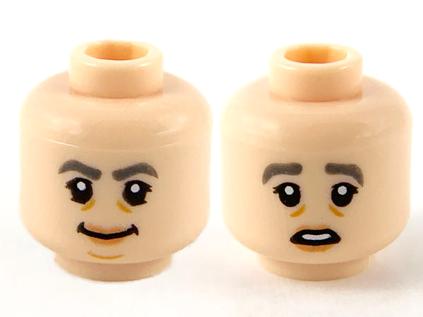 BrickLink - Part 3626cpb2674 : LEGO Minifigure, Head Dual Sided Female, Dark Bluish Gray Eyebrows, Lips, Grin / Scared - Hollow Stud [Minifigure, Head] - BrickLink Reference Catalog