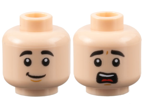 LEGO NEW LIGHT FLESH MINIFIGURE HEAD DUAL SIDED SMILE AND SCARED PATTERN PART