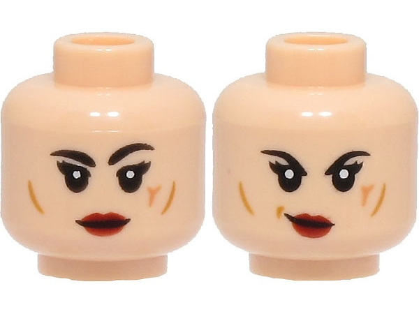 Lego New Light Flesh Minifigure Head Dual Sided Female Peach Lips Brown Eyebrows 