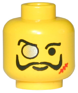 Minifigure, Head Black Eyebrows, Moustache with Upturned