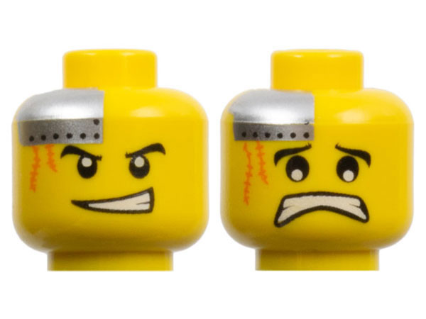 Minifigure, Head Dual Sided Power Miner Silver Plate and Minifigure, Head Dual Sided Power Miner Silver Plate and