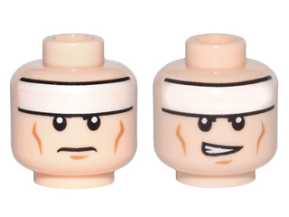 Minifigure, Head Dual Sided White Headband, Medium Nougat
