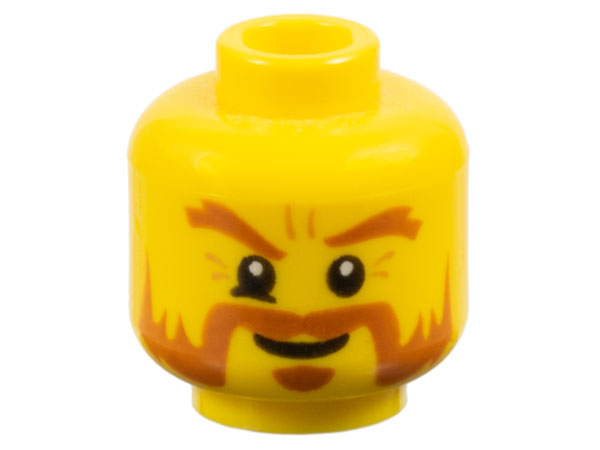 Minifigure, Head Dark Orange Bushy Eyebrows, Moustache