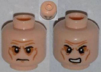 Minifigure, Head Dual Sided Sunken Eyes, Black Eyebrows