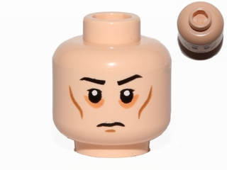 西くん Minifigure, Head Black Eyebrows, White Pupils, Cheek Lines