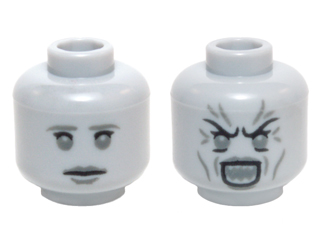 Minifigure, Head Dual Sided Female Gray Eyebrows, Eyes, Lips