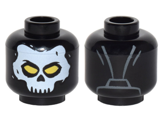 Minifigure, Head White Skull Mask with Yellow Eyes Pattern