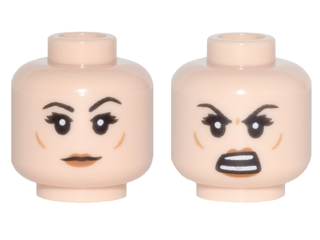 Minifigure, Head Dual Sided Female Black Eyebrows, Eyelashes