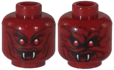 CHIIMERO様 Minifigure, Head Dual Sided Red Eyes, Curved White Fangs