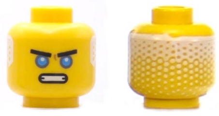 Minifigure, Head Black Thick Eyebrows, Dark Azure Eyes, Open Mouth