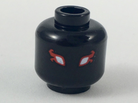 Minifigure, Head Alien with White Eyes with Red Flames