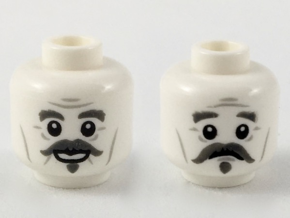 ころ様 Minifigure, Head Dual Sided Dark Bluish Gray Bushy Eyebrows