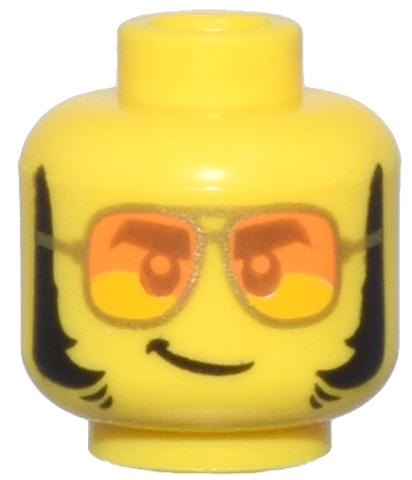Minifigure, Head Dark Orange Eyebrows and Eyes, Gold