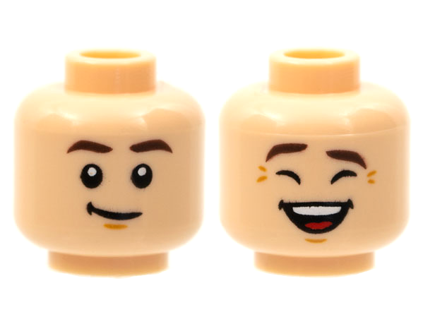 Minifigure, Head Dual Sided, Dark Brown Eyebrows, Neutral