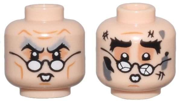 Minifigure, Head Dual Sided Medium Nougat Cheek Lines and