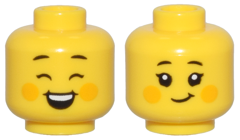 Minifigure, Head Dual Sided Female Black Eyebrows, Bright