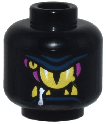 Minifigure, Head Alien Yellow and Magenta Eyes and Fangs