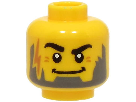 Minifigure, Head Thick Black Eyebrows, Dark Bluish Gray Beard