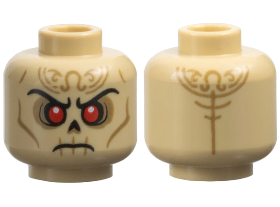 Minifigure, Head Alien Skull with Black Eyebrows, Nose and