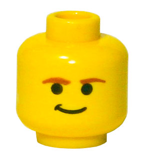 Minifigure, Head Male Smirk and Brown Eyebrows Pattern (SW