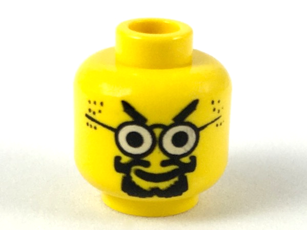 Minifigure, Head Glasses with Goatee Pattern : Part 3626px62