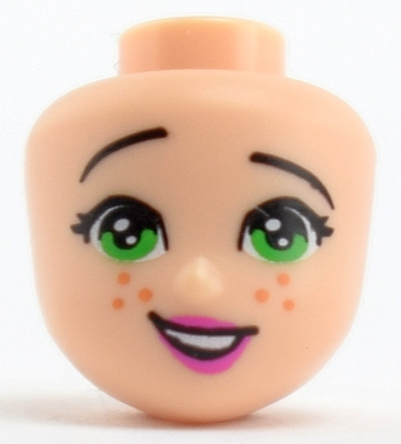 Lego New Light Flesh Mini Doll Head Friends with Green Eyes,Dark Pink Lips Girl 