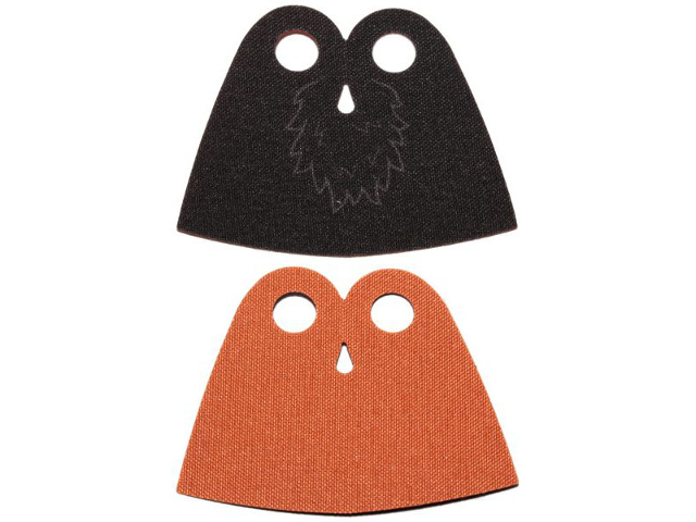 Minifigure Cape Cloth, Short, Drop Shape Middle Hole with Black with Fur Pattern and Dark Orange Sides