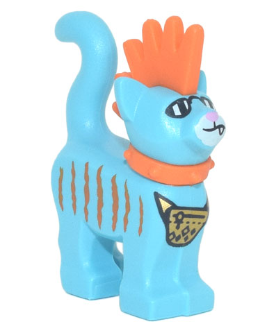 Cat Standing with Molded Orange Spiky Mohawk and Collar Printed