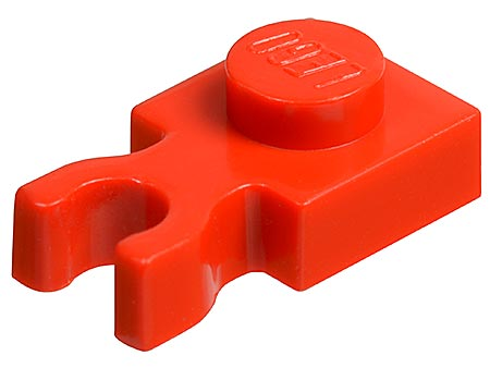 Red 20 NEW LEGO Plate Modified 1 x 2 with Clips Horizontal thick open O clips