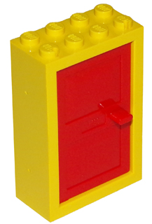 Set of  2  Door & Frame 1 x 3 x 4 Red Frame with Blue Door LEGO LEGOS 