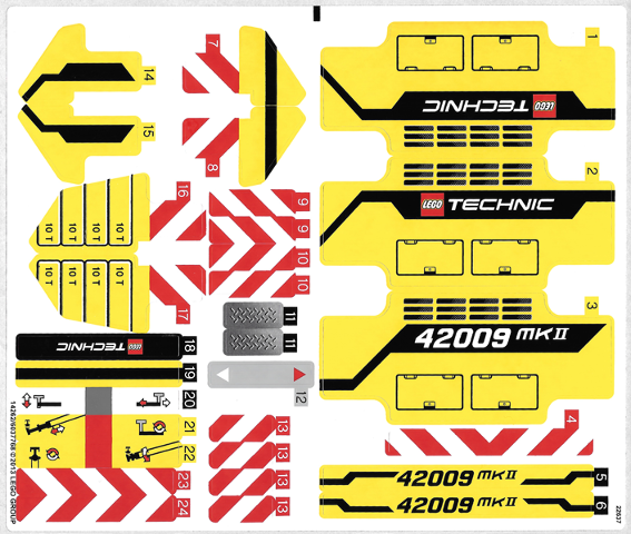 Mobile Crane MkII Precut Custom Replacement Stickers for Lego Set 42009 2013 